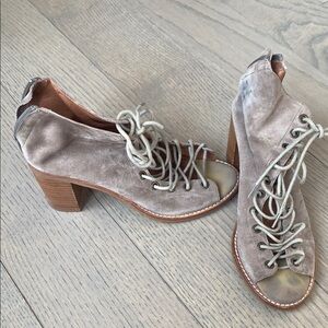 Jeffrey Campbell lace up heeled suede bootie heels